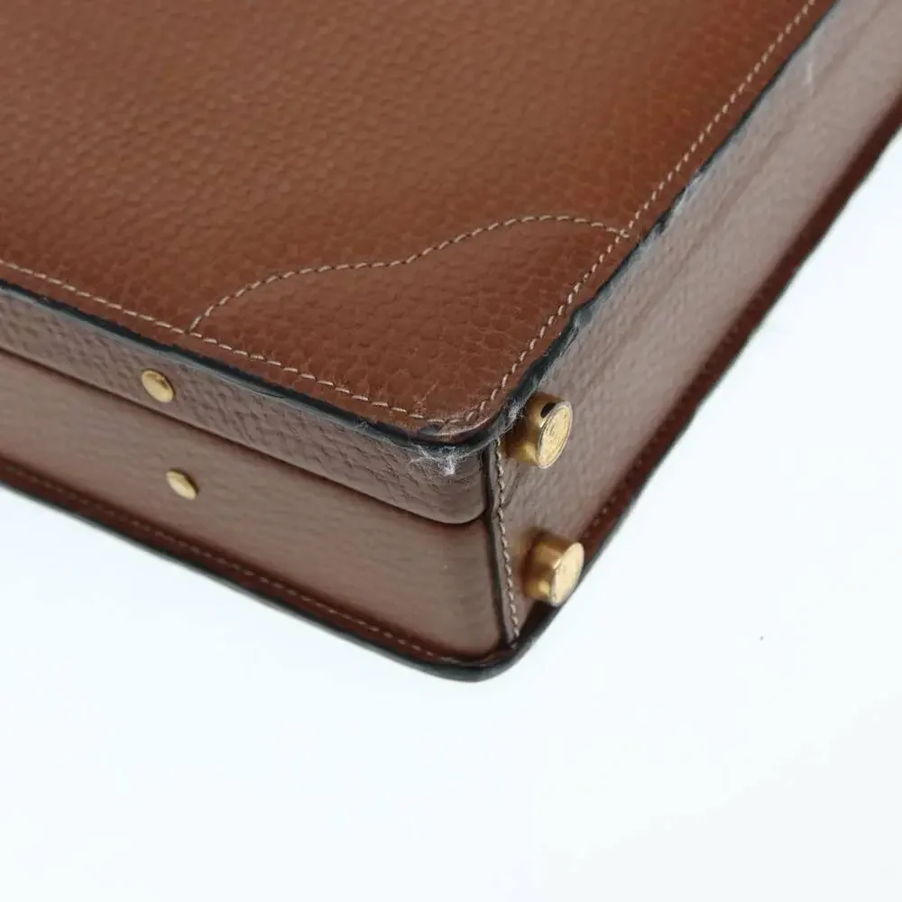 LOEWE Anagram Attache Case Trunk Leather Brown Gold